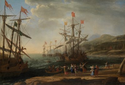 ट्रोजन महिलाओं को उनके बेड़े में आग लगाना, c.1643 (कैनवास पर तेल) द्वारा क्लाउड लोरेन