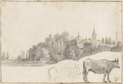 रोम में पियाज़ा डेल पॉपोलो के बाहर का एक दृश्य, 1640-41 द्वारा क्लाउड लोरेन