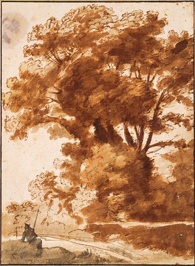पेड़ों और आराम करने वाले समूह, 1630s द्वारा क्लाउड लोरेन