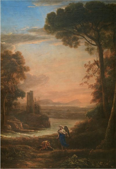 टोबियास और एंजेल के साथ लैंडस्केप, 1639-1640। द्वारा क्लाउड लोरेन