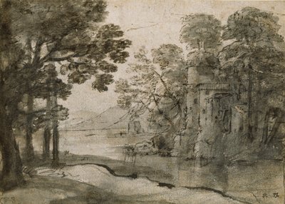 पेड़ों के बीच पनचक्की, c1635-1638 द्वारा क्लाउड लोरेन