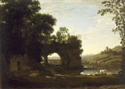 एक रॉक आर्क और नदी के साथ लैंडस्केप, c.1628-30 द्वारा Claude Lorrain