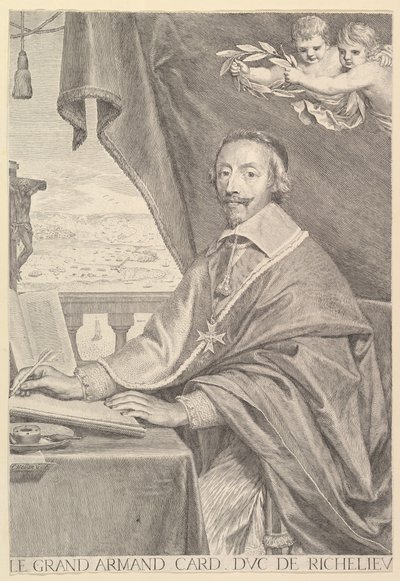 कार्डिनल रिचल्यू का पोर्ट्रेट, 1651। द्वारा क्लॉड मेलन