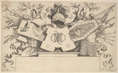 मोनोग्राम के साथ ट्रॉफी, जिसमें लेनोर्डोस के पत्र शामिल हैं, 1651। द्वारा क्लॉड मेलन