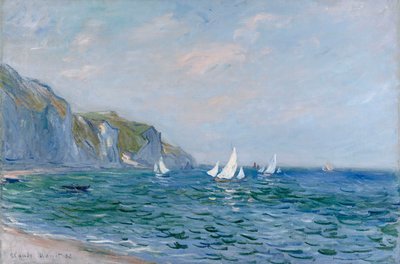 Pourville में चट्टानों और सेलबोट्स द्वारा Claude Monet