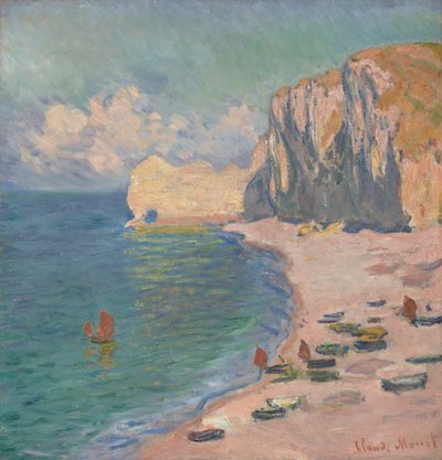एट्रेटैट: द बीच एंड द फलाइस डी अमोंट, 1885। द्वारा Claude Monet