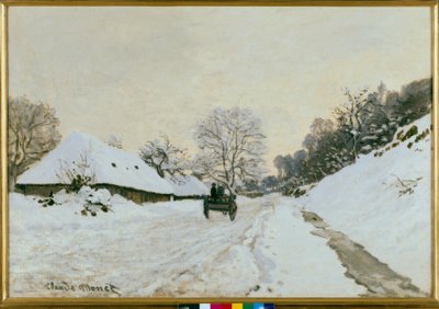 गाड़ी। होनफेलुर में बर्फ के नीचे सड़क द्वारा Claude Monet