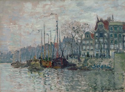 1874 में एम्स्टर्डम में प्रिन्स हेंड्रिककेड और क्रॉम वाल का दृश्य द्वारा Claude Monet