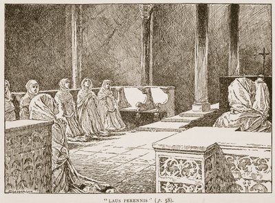 Laus Perennis, HDM Spence-Jones, पब द्वारा &39;द चर्च ऑफ़ इंग्लैंड: ए हिस्ट्री फॉर द पीपल&39; का चित्रण। c.1910 (सीपिया फोटो) द्वारा क्लाउड शेपर्सन