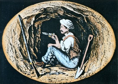 कोल्ट रिवॉल्वर से लैस ब्रिटिश सैपर दुश्मन के काउंटर-सैपर को तोड़ने के लिए खदान में इंतजार कर रहा है द्वारा क्लिफर्ड हेनरी मेखम