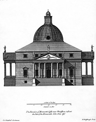 एच। हुल्सबर्ग द्वारा उत्कीर्ण मेरवोरथ कैसल की ऊँचाई, c.1722-24 द्वारा कॉलन कैंपबेल