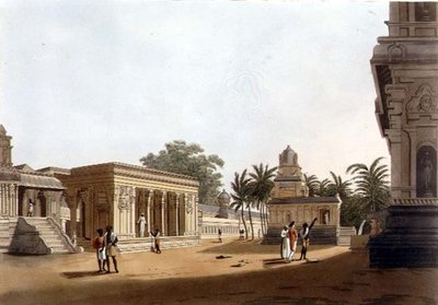 एच. मर्के (fl.1800-20) पब द्वारा उकेरी गई 'ट्वेंटी फोर व्यूज़ इन हिंदोस्तान' से एक शिवालय, मद्रास की दीवारों के भीतर एक दृश्य, प्लेट 10। एडवर्ड ओरमे द्वारा (1774-सी.1820) 1804 (एक्वाटिंट) द्वारा कर्नल फ्रांसिस स्वैन (बाद में) वार्डो