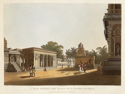 ब्लाग्डन, डेनियल, वार्ड और हंटर, 1804 द्वारा "ए ब्रीफ हिस्ट्री ऑफ एंशिएंट एंड मॉडर्न इंडिया" से एक शिवालय, मद्रास के दीवारों के भीतर का एक दृश्य द्वारा कर्नल फ्रांसिस स्वैन वार्ड
