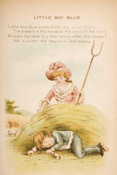 फ्रेडरिक वार्न und कंपनी, c.1890s (क्रोमोलिथो) द्वारा प्रकाशित &39;ओल्ड मदर गूज राइम एंड टेल्स&39; से लिटिल बॉय ब्लू द्वारा कॉन्स्टेंस हसलवुड