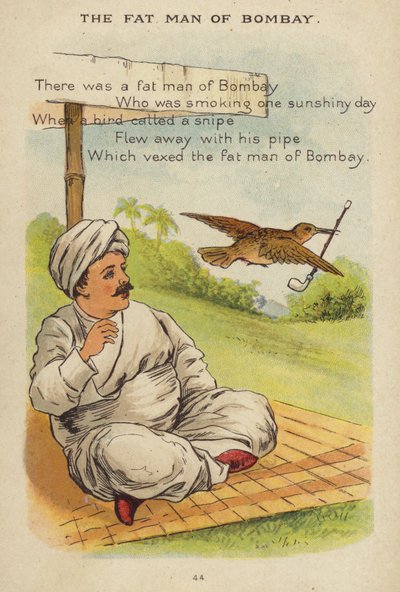 नर्सरी कविता: बॉम्बे का मोटा आदमी (क्रोमोलिथो) द्वारा कॉन्स्टेंस हसलवुड