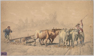 चार बैलों का हल चलाना, 1853। द्वारा लगातार ट्रॉयोन