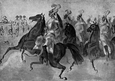 एस्कॉर्ट ऑफ क्यूरासियर्स, 19 वीं शताब्दी, 1930। द्वारा कॉन्स्टेंटिन दोस्तों