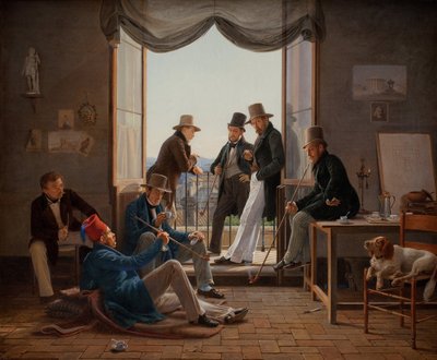 1837 में रोम में डेनिश कलाकारों का एक समूह द्वारा कॉन्स्टेंटिन हैनसेन