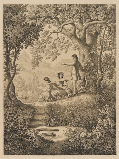 एक ड्राइंग पाठ, 1865 (मोटी क्रीम चिकनी पोंछे कागज पर काली स्याही) द्वारा कॉन्स्टेंटाइन हर्ट्ज़बर्ग