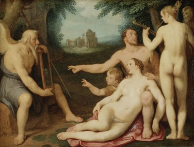 द मिरर ऑफ टाइम, 1628 (तांबे पर तेल) द्वारा कॉर्नेलिस कॉर्नेलिसज़ वैन हार्लेम