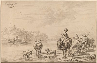खच्चर पर बैठी महिला द्वारा Cornelis Ploos van Amstel