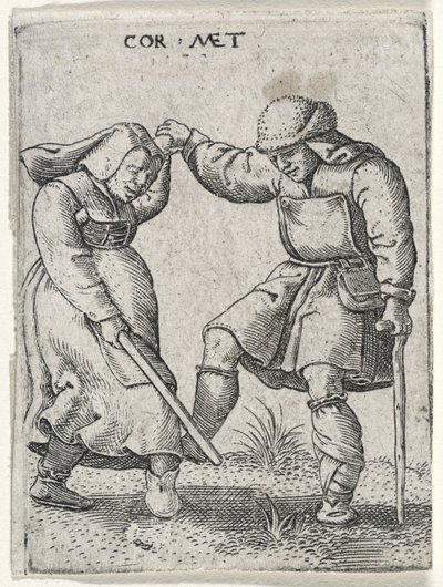 एक महिला के साथ एक बैंडेड फुट नृत्य के साथ एक आदमी, 1572 (रखी कागज पर उत्कीर्णन) द्वारा मालिश के बाद कॉर्नेलिस