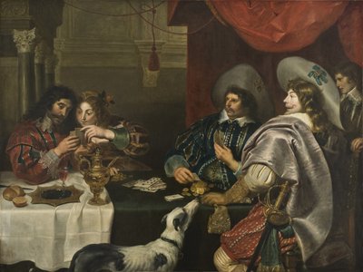 द कार्ड गेम - द कार्ड गेम, वोस, कॉर्नेलिस डे (1584-1651) द्वारा। तेल के रंगों से केन्वस पर बना चित्र। आयाम: 171x228 सेमी। राष्ट्रीय संग्रहालय स्टॉकहोम द्वारा कॉर्नेलिस डी वोस