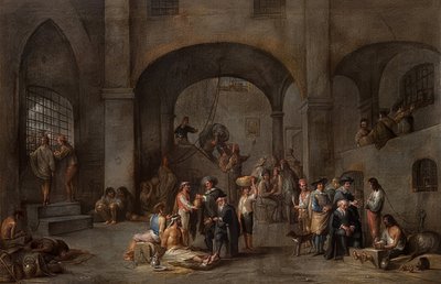 कैदियों का दर्शन (दया के सात कार्यों का एक चक्र से)। 1640 के आसपास द्वारा कॉर्नेलिस डी वेले