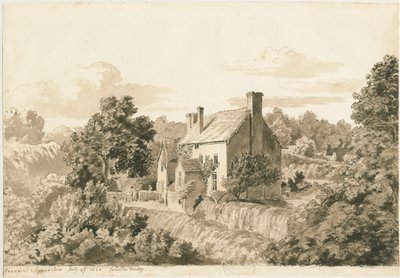 वुडफोर्ड - कॉटेज: सीपिया ड्राइंग, 27 जुलाई 1820 द्वारा कॉर्नेलियस वर्ली