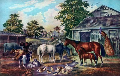सुबह, 1857 में अमेरिकी फार्म यार्ड द्वारा कैरियर और Ives