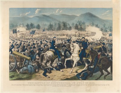 गेटीसबर्ग की लड़ाई, पा।, 3 जुलाई, 1863, 1863। द्वारा कैरियर और Ives