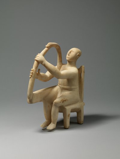 मार्बल सीटेड वीणा वादक, 2800-2700 ई.पू. (संगमरमर) द्वारा साइक्लडिक Cycladic