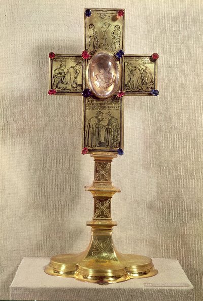 पोप अर्बन V (1310-70) 1368-78 (सोने, क्रिस्टल और कीमती पत्थरों) का पारिश्रमिक क्रॉस द्वारा Czech School