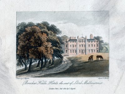 ब्रॉकट हॉल, हर्ट्स, लॉर्ड मेलबर्न की सीट, 1817। द्वारा डैनियल हैवेल