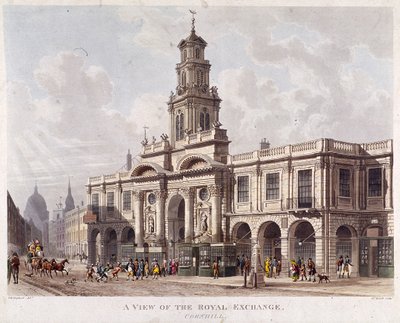 रॉयल एक्सचेंज दूसरा बाहरी, लंदन, 1816 द्वारा डैनियल हैवेल