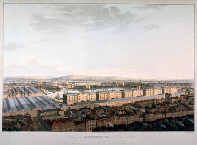 लंदन डॉक्स का दृश्य, 1816 द्वारा डैनियल हैवेल