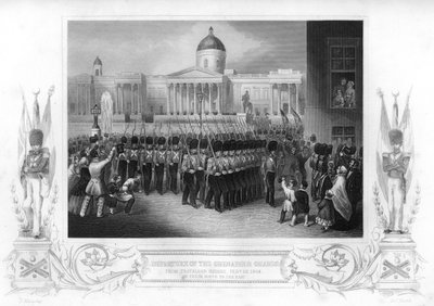 ग्रेनेडियर गार्ड्स, ट्राफलगर स्क्वायर, लंदन, 1854 1857 का प्रस्थान। द्वारा डैनियल जॉन पाउंड