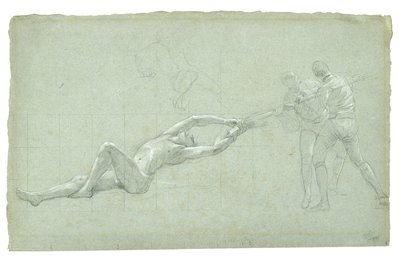 1785-1786 में जिब्राल्टर की घेराबंदी का अध्ययन (बचाया हुआ चित्र और दो आकृतियाँ खींचने वाला चित्र), 1785-1786 (काले और सफेद चॉक द्वारा डैनियल मायटेंस