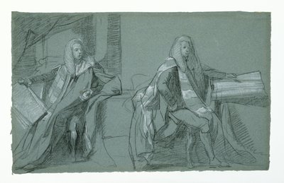 विलियम मरे के लिए अध्ययन, मैन्सफील्ड का पहला अर्ल, 1782-1783 (नीले-ग्रे पेपर पर ग्रेफाइट और काले और सफेद चाक) द्वारा डैनियल मायटेंस