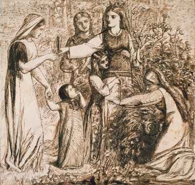 दांते का मटिल्डा फूल इकट्ठा करने का विजन, c1855 द्वारा डांटे गेब्रियल रॉसेटी