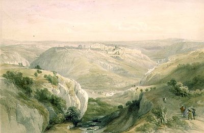 दक्षिण से जेरूसलम, 12 अप्रैल 1839, लुई हाघे (1806-85) पब द्वारा उकेरी गई 'द होली लैंड' के खंड I से प्लेट 10। 1842 (लिथो) द्वारा डेविड (बाद में) रॉबर्ट्स
