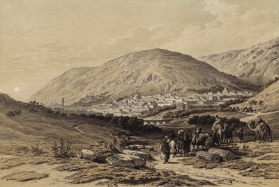 नाब्लस, प्राचीन शकेम (रंग लिथो) द्वारा डेविड (बाद में) रॉबर्ट्स