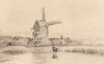 ड्यूलविच कॉमन, 1811 पर एक पवनचक्की द्वारा मवेशी को पानी पिलाते हुए द्वारा डेविड कॉक्स