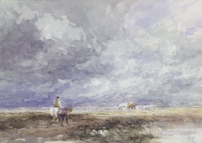 Hayfield में जा रहे हैं, c.1855 (काले चाक और कागज पर पानी के रंग का) द्वारा डेविड कॉक्स