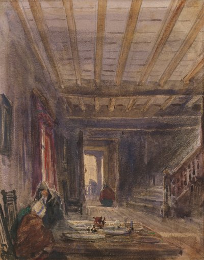 एक मेज पर आंकड़े के साथ आंतरिक (कागज पर wc) द्वारा David Cox