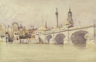 लंदन ब्रिज, 1831 (कागज पर ग्रेफाइट से अधिक बॉडीकोल के साथ) द्वारा डेविड कॉक्स