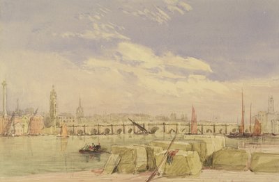 लंदन ब्रिज, c.1828-30 (डब्ल्यूसी और बॉडीकोल ओवर ग्रेफाइट पेपर पर) द्वारा डेविड कॉक्स