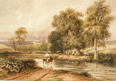 नंबर 1789 हेडन हॉल के दूर के दृश्य के साथ हेफ़ील्ड से लौटना (कागज पर पानी के रंग का) द्वारा डेविड कॉक्स