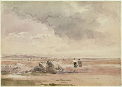 लैंकेस्टर रेत पर, लो टाइड, c.1840-47 (w - c, पेन और काली स्याही और कागज पर पेंसिल) द्वारा डेविड कॉक्स