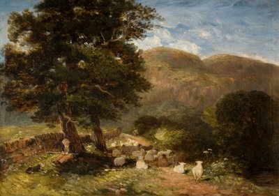 टेन्डिंग शीप, बेट्ट्स-वाई-कोएड, 1849। द्वारा डेविड कॉक्स बड़े